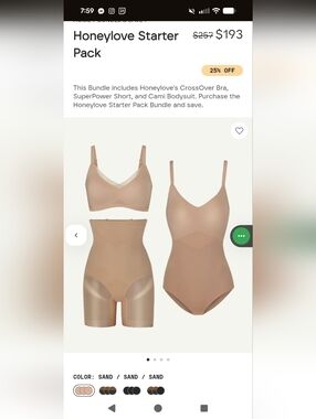 Honeylove Nude Starter Pack — CrossOver Bra, SuperPower Short & Cami Bodysuit